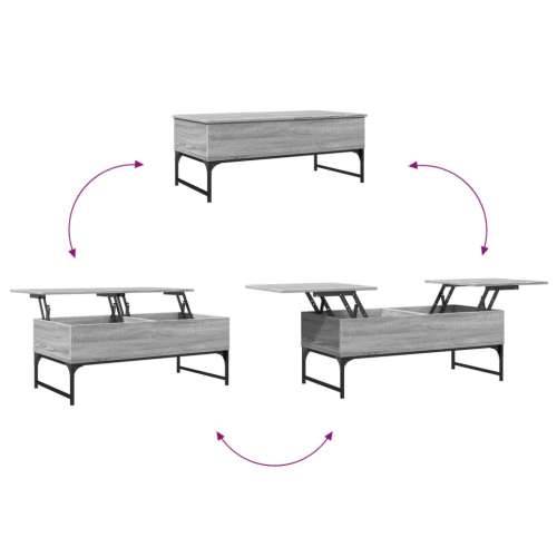 Stolić za kavu siva boja hrasta 100x50x40 cm od drva i metala - Sivi hrast sonoma 1 100 cm Cijena