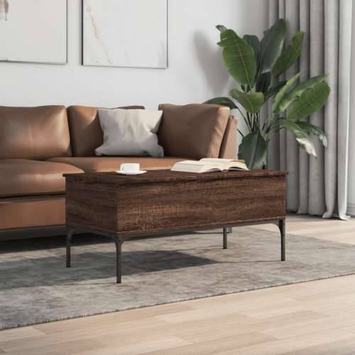 Stolić za kavu smeđa boja hrasta 100x50x45 cm od drva i metala - Smeđi hrast 1 Cijena