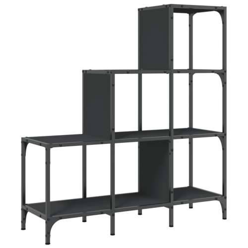 Regal za knjige crni 92 x 30 x 102 cm konstruirano drvo i metal - Crna 1 102 cm 92 cm Cijena