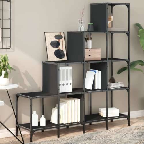 Regal za knjige crni 122x30x132 cm konstruirano drvo i metal Crna 1 132 cm 122 cm Cijena