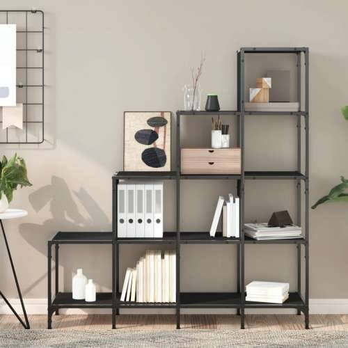 Regal za knjige crni 122x30x132 cm konstruirano drvo i metal Crna 1 132 cm 122 cm Cijena