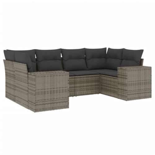 Vrtna garnitura - 6-dijelni set vrtnih sofa od poliratana s jastucima sivi - siva i tamnosiva 1 Cijena