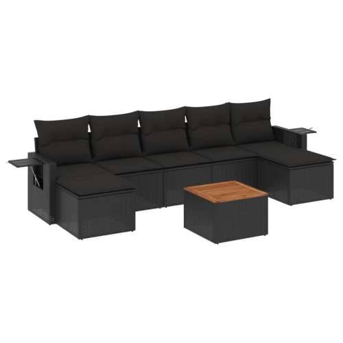 Vrtna garnitura - 8-dijelni set vrtnih sofa od poliratana s jastucima crni - Crna 1 Cijena