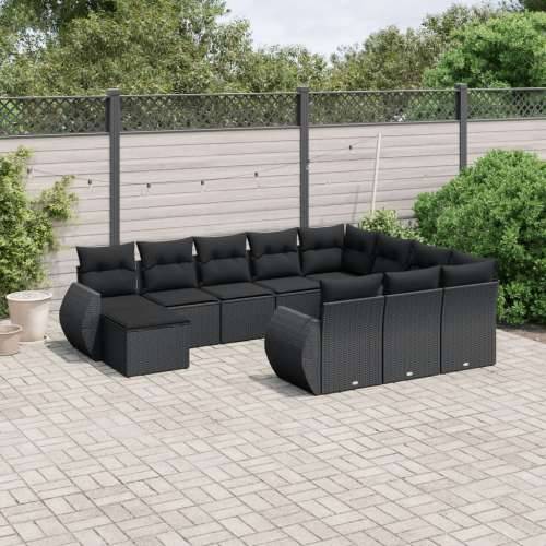 Vrtna garnitura - 11-dijelni set vrtnih sofa od poliratana s jastucima crni - Crna stol + 2x kutna + 6x srednja 1 Cijena