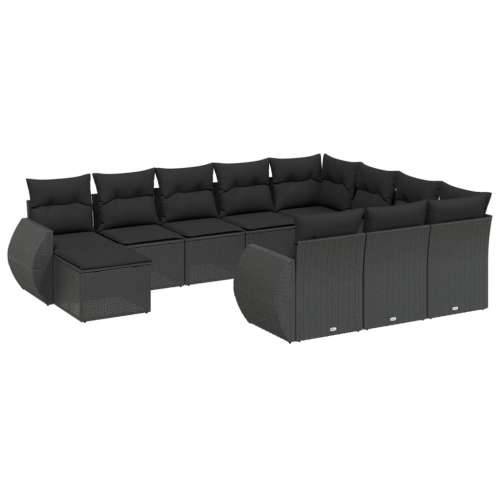 Vrtna garnitura - 11-dijelni set vrtnih sofa od poliratana s jastucima crni - Crna stol + 2x kutna + 6x srednja 1 Cijena
