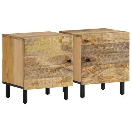 Noćni ormarići 2 kom 40 x 33 x 46 cm od masivnog drva manga - Prirodna 2 masivno drvo manga Cijena