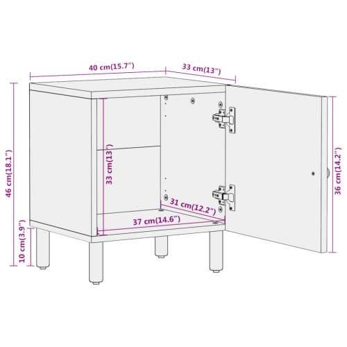 Noćni ormarići 2 kom 40 x 33 x 46 cm od masivnog drva manga - Prirodna 2 masivno drvo manga Cijena