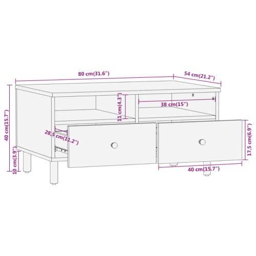 Stolić za kavu 80 x 54 x 40 cm od masivnog drva manga - Prirodna 1 masivno drvo manga Cijena