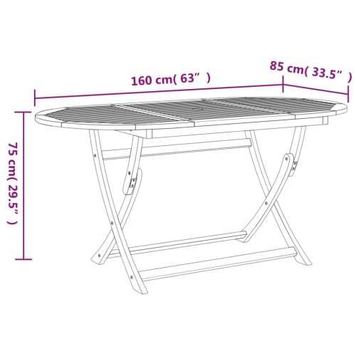 Sklopivi vrtni stol 160 x 85 x 75 cm od masivnog drva bagrema - Svjetlosmeđa 160 x 85 x 75 cm 1 Cijena