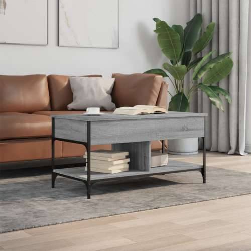 Stolić za kavu siva boja hrasta 100x50x50 cm od drva i metala - Sivi hrast sonoma 1 100 cm Cijena