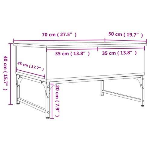 Stolić za kavu siva boja hrasta 70x50x40 cm od drva i metala - Sivi hrast sonoma 1 70 cm Cijena