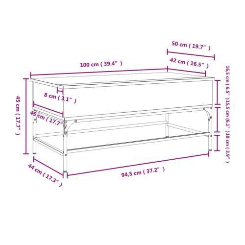 Stolić za kavu boja hrasta 100 x 50 x 45 cm od drva i metala - sonoma hrast 100 x 50 x 45 cm 1 Cijena