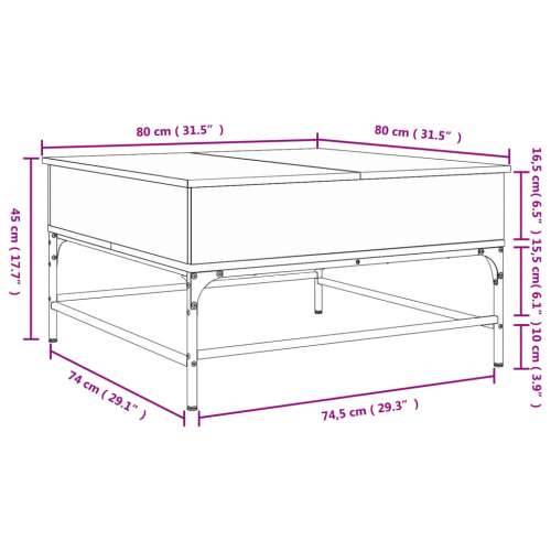 Stolić za kavu smeđa boja hrasta 80x80x45 cm od drva i metala - Smeđi hrast 80 x 80 x 45 cm 1 Cijena
