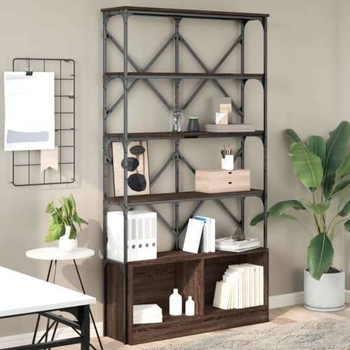 Regal za knjige boja hrasta 100 x 26 x 180 cm od drva i metala - Smeđi hrast 1 Cijena