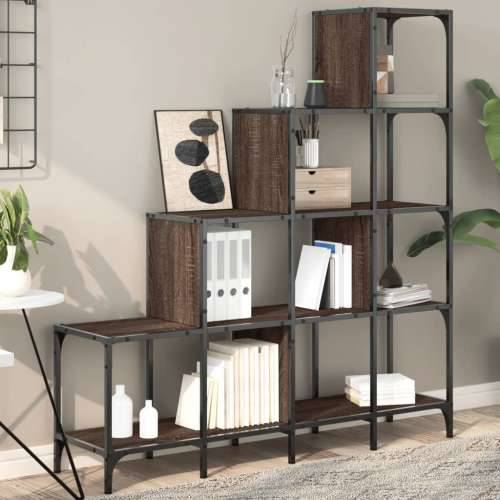 Regal za knjige smeđa boja hrasta 122x30x132 cm drvo i metal - Smeđi hrast 1 132 cm 122 cm Cijena