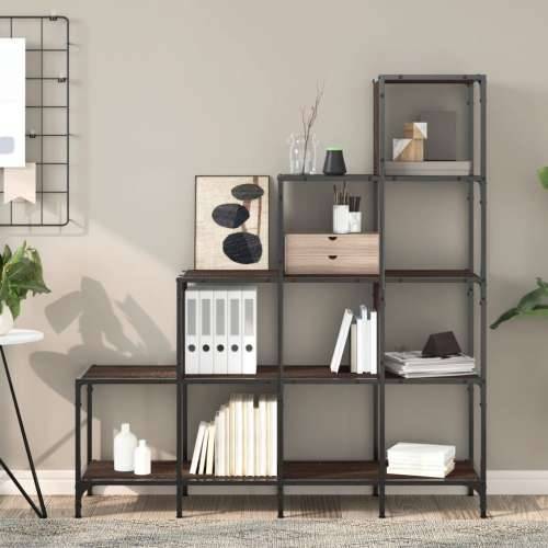 Regal za knjige smeđa boja hrasta 122x30x132 cm drvo i metal - Smeđi hrast 1 132 cm 122 cm Cijena