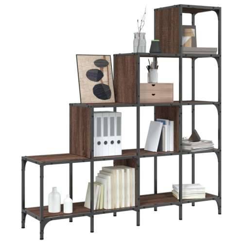 Regal za knjige smeđa boja hrasta 122x30x132 cm drvo i metal - Smeđi hrast 1 132 cm 122 cm Cijena