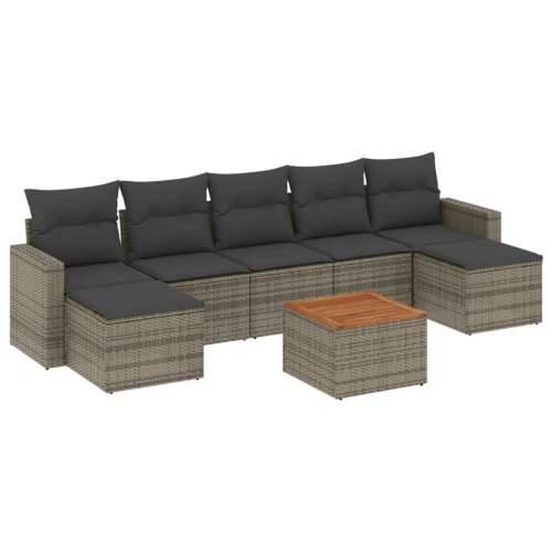 Vrtna garnitura - 8-dijelni set vrtnih sofa od poliratana s jastucima sivi - Siva 1 Cijena