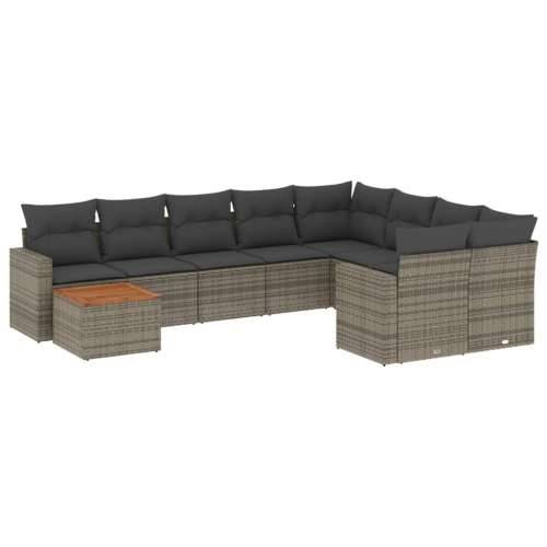 Vrtna garnitura - 10-dijelni set vrtnih sofa od poliratana s jastucima sivi - siva i tamnosiva stol + 5x srednja + 2x kutna 1 Cijena