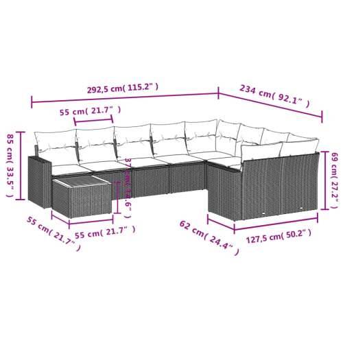 Vrtna garnitura - 10-dijelni set vrtnih sofa od poliratana s jastucima sivi - siva i tamnosiva stol + 5x srednja + 2x kutna 1 Cijena