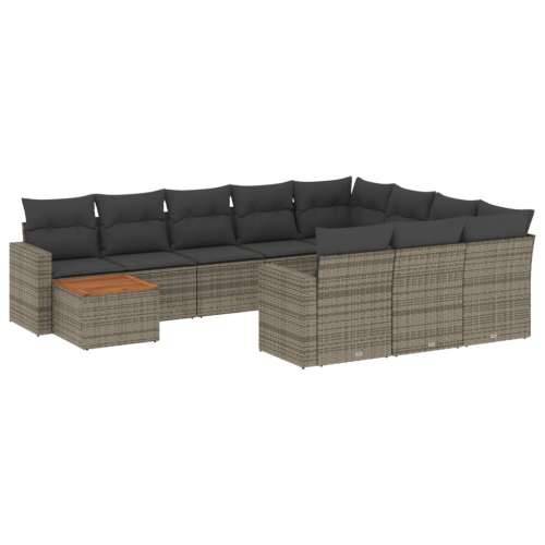 Vrtna garnitura - 11-dijelni set vrtnih sofa od poliratana s jastucima sivi - siva i tamnosiva stol + 2x kutna + 6x srednja 1 Cijena