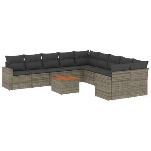 Vrtna garnitura - 11-dijelni set vrtnih sofa od poliratana s jastucima sivi - siva i tamnosiva stol + 6x srednja + 2x kutna 1 Cijena