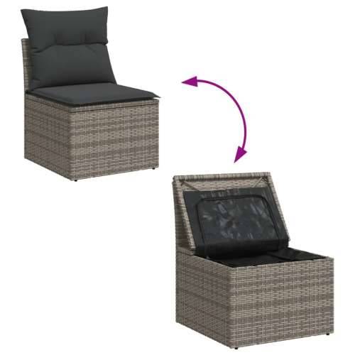 Vrtna garnitura - 14-dijelni set vrtnih sofa od poliratana s jastucima sivi - Siva 1 Cijena