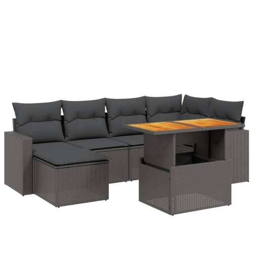 Vrtna garnitura - 7-dijelni set vrtnih sofa od poliratana s jastucima crni - Crna bez spremišta 1 Cijena