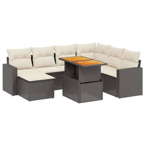 Vrtna garnitura - 8-dijelni set vrtnih sofa od poliratana s jastucima crni - Crna i krem stol + 3x srednja + 3x kutna + tabure 1 Cijena