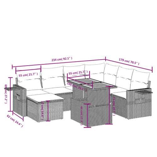 Vrtna garnitura - 8-dijelni set vrtnih sofa od poliratana s jastucima crni - Crna 3x kutna + 3x srednja + tabure + stol 1 Cijena