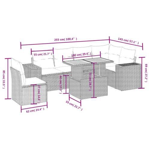 Vrtna garnitura - 7-dijelni set vrtnih sofa od poliratana s jastucima crni - Crna i krem stol + 3x kutna + 3x srednja 1 Cijena