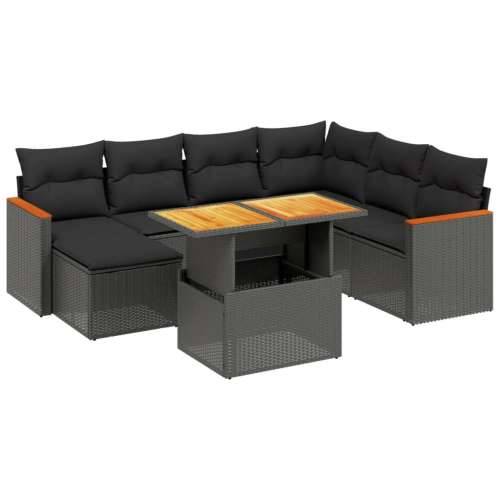 Vrtna garnitura - 8-dijelni set vrtnih sofa od poliratana s jastucima crni - Crna 1 Cijena