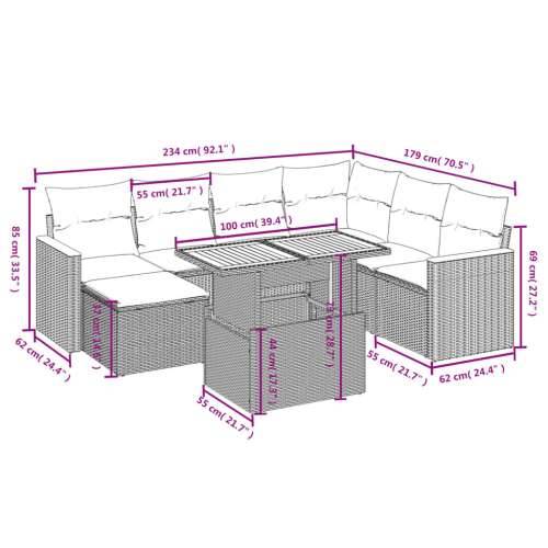 Vrtna garnitura - 8-dijelni set vrtnih sofa od poliratana s jastucima crni - Crna 1 Cijena