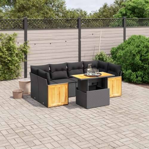 Vrtna garnitura - 7-dijelni set vrtnih sofa od poliratana s jastucima crni - Crna bez spremišta 1 Cijena