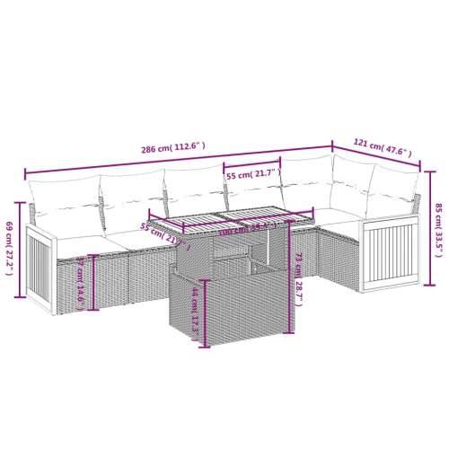 Vrtna garnitura - 7-dijelni set vrtnih sofa od poliratana s jastucima crni - Crna 1 Cijena
