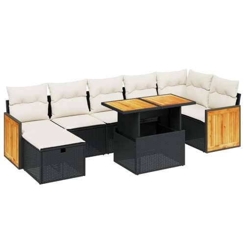 Vrtna garnitura - 8-dijelni set vrtnih sofa od poliratana s jastucima crni - Crna i krem bez spremišta 1 Cijena