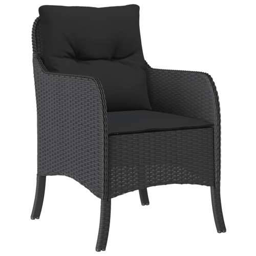 Vrtna garnitura - 3-dijelni vrtni blagovaonski set s jastucima od poliratana crni - Dužina stola 80 cm Okrugla noga 2 Cijena