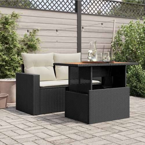 Vrtni stol crni 100x55x73 cm od poliratana i bagremovog drva - Crna 1 boja drva Cijena