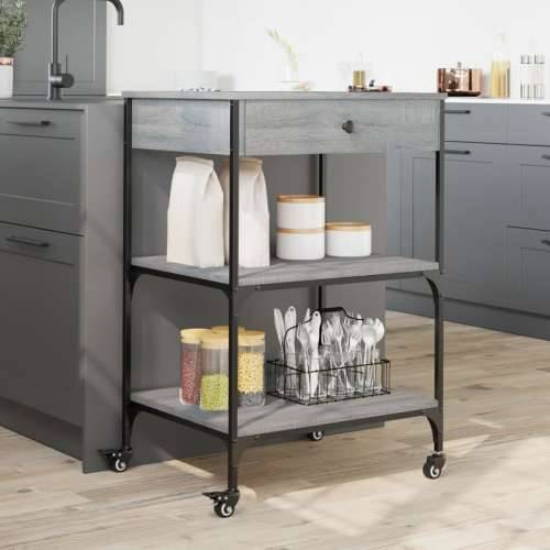 Kuhinjska kolica boja hrasta 60x48x89,5 cm konstruirano drvo - Sivi hrast sonoma Cijena