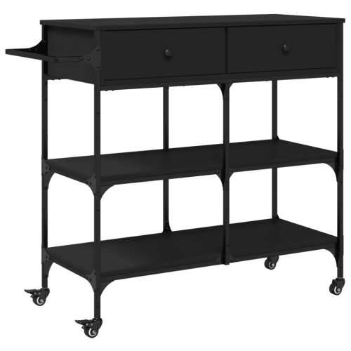 Kuhinjska kolica crna 105 x 42 x 95 cm od konstruiranog drva - Crna Cijena