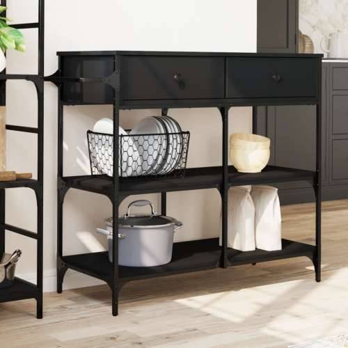 Kuhinjska kolica crna 105 x 42 x 95 cm od konstruiranog drva - Crna Cijena