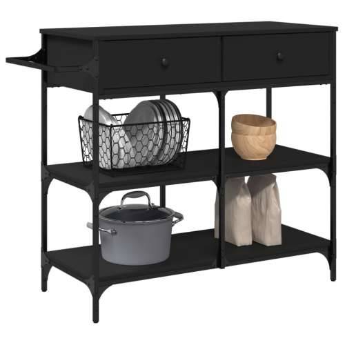 Kuhinjska kolica crna 105 x 42 x 95 cm od konstruiranog drva - Crna Cijena