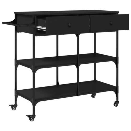 Kuhinjska kolica crna 105 x 42 x 95 cm od konstruiranog drva - Crna Cijena