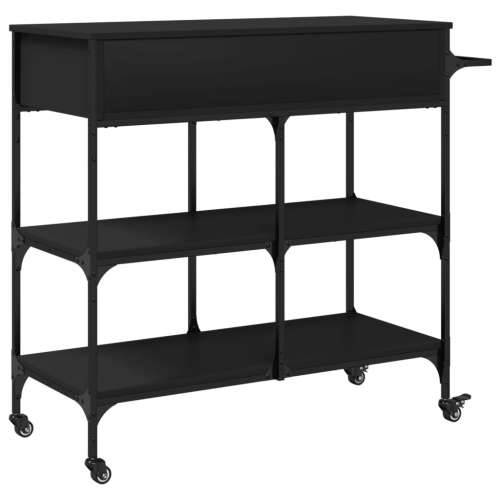 Kuhinjska kolica crna 105 x 42 x 95 cm od konstruiranog drva - Crna Cijena