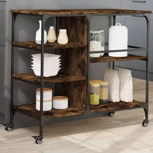 Kuhinjska kolica boja hrasta 100x45x89,5 cm konstruirano drvo - Dimljeni hrast Cijena