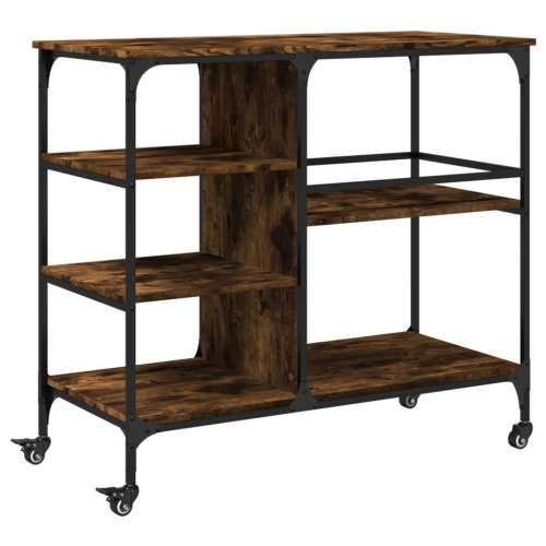 Kuhinjska kolica boja hrasta 100x45x89,5 cm konstruirano drvo - Dimljeni hrast Cijena