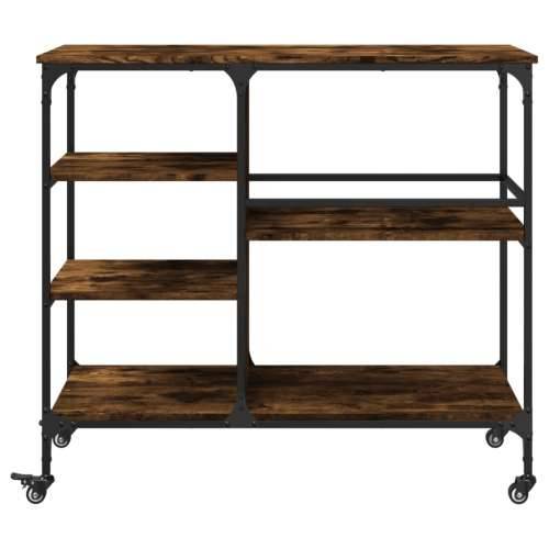 Kuhinjska kolica boja hrasta 100x45x89,5 cm konstruirano drvo - Dimljeni hrast Cijena