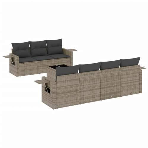 Vrtna garnitura - 8-dijelni set vrtnih sofa od poliratana s jastucima sivi - Siva 1 Cijena