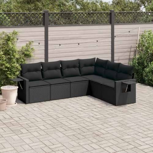 Vrtna garnitura - 6-dijelni set vrtnih sofa s jastucima crni od poliratana - Crna Bez stola 1 Cijena