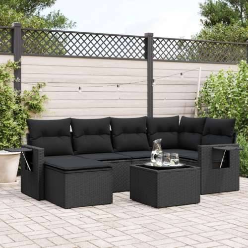 Vrtna garnitura - 4-dijelni set vrtnih sofa od poliratana s jastucima crni Crna Bez stola 1 Cijena
